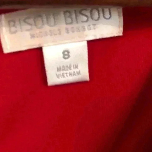 Bisou Bisou Ladoes Red Bodycon S/S Dress  Size 8 - Picture 4 of 4